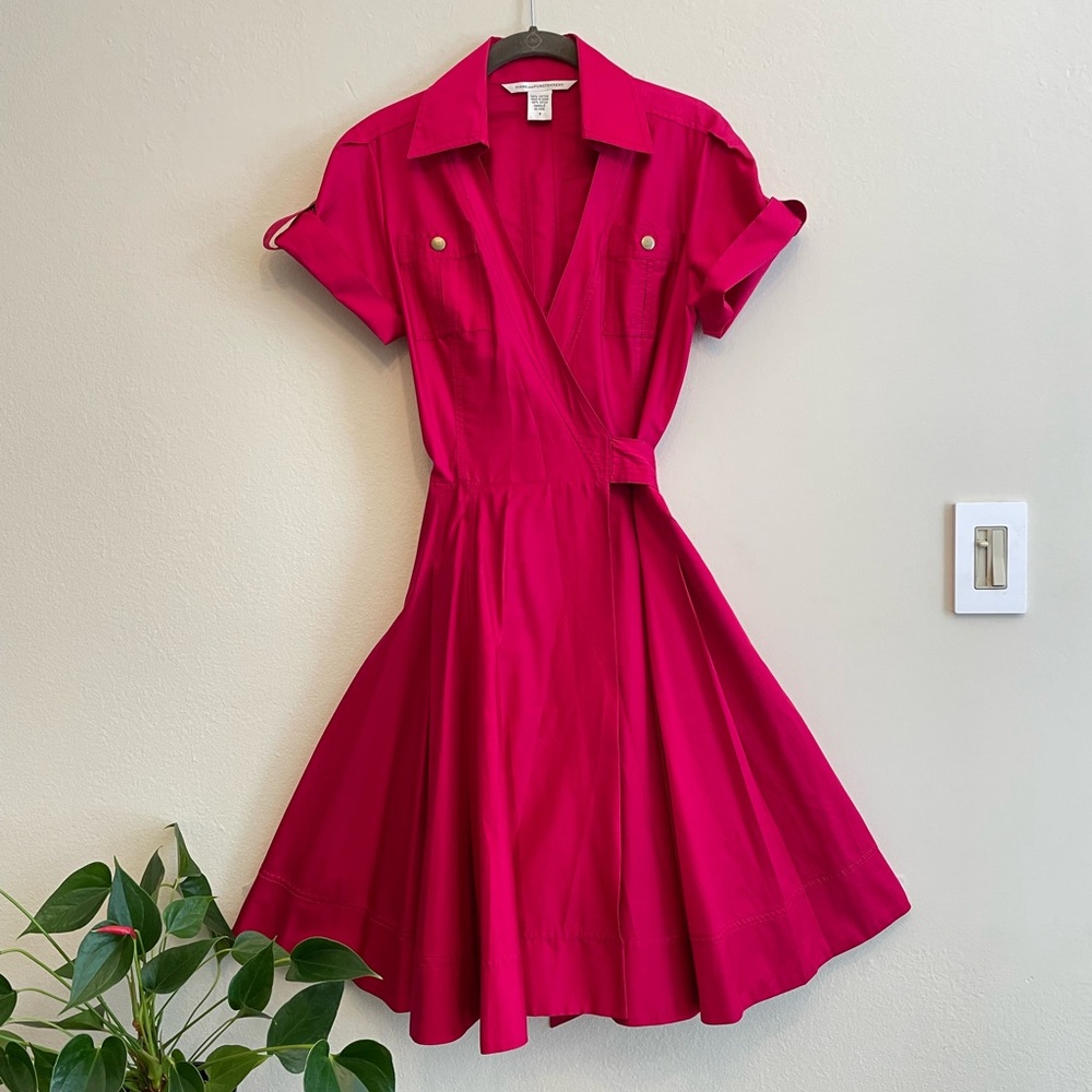 Berry red DVF dress with pleated skirt!